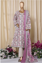 Bin Saeed Stitched 3 Piece Printed Frocks Khaddar Collection'2025-fr-1302-Pink