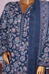 Bin Saeed Stitched 3 Piece Exclusive Printed Khaddar Vol-07 Collection'2025-WK-2442-Blue