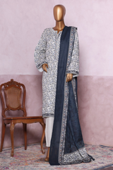 Bin Saeed Stitched 3 Piece Exclusive Printed Khaddar Vol-07 Collection'2025-WK-2444-White