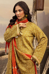 BAHAR BY MAHEES,Printed Silk Marina with Printed Pure China Pashmina Shawl,D-02