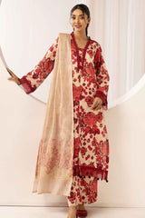 printed lawn with jacquard dupatta D-01