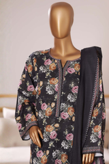 Bin Saeed Stitched 3 Piece Exclusive Printed Khaddar Vol-09 Collection'2025-WK-2564-Black