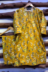 2-Piece Printed Cord Set – Stylish Casual Wear | D-04