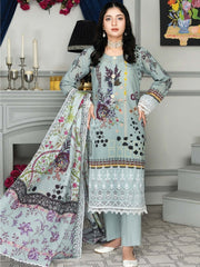 Mashaal Stripe by Riaz Arts Embroidered Lawn Unstitched 3 Piece - D-01 - RA25MSE - Summer Collection
