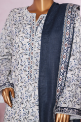 Bin Saeed Stitched 3 Piece Exclusive Printed Khaddar Vol-07 Collection'2025-WK-2444-White