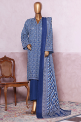 Bin Saeed Stitched 3 Piece Exclusive Printed Khaddar Vol-07 Collection'2025-WK-2445-Blue
