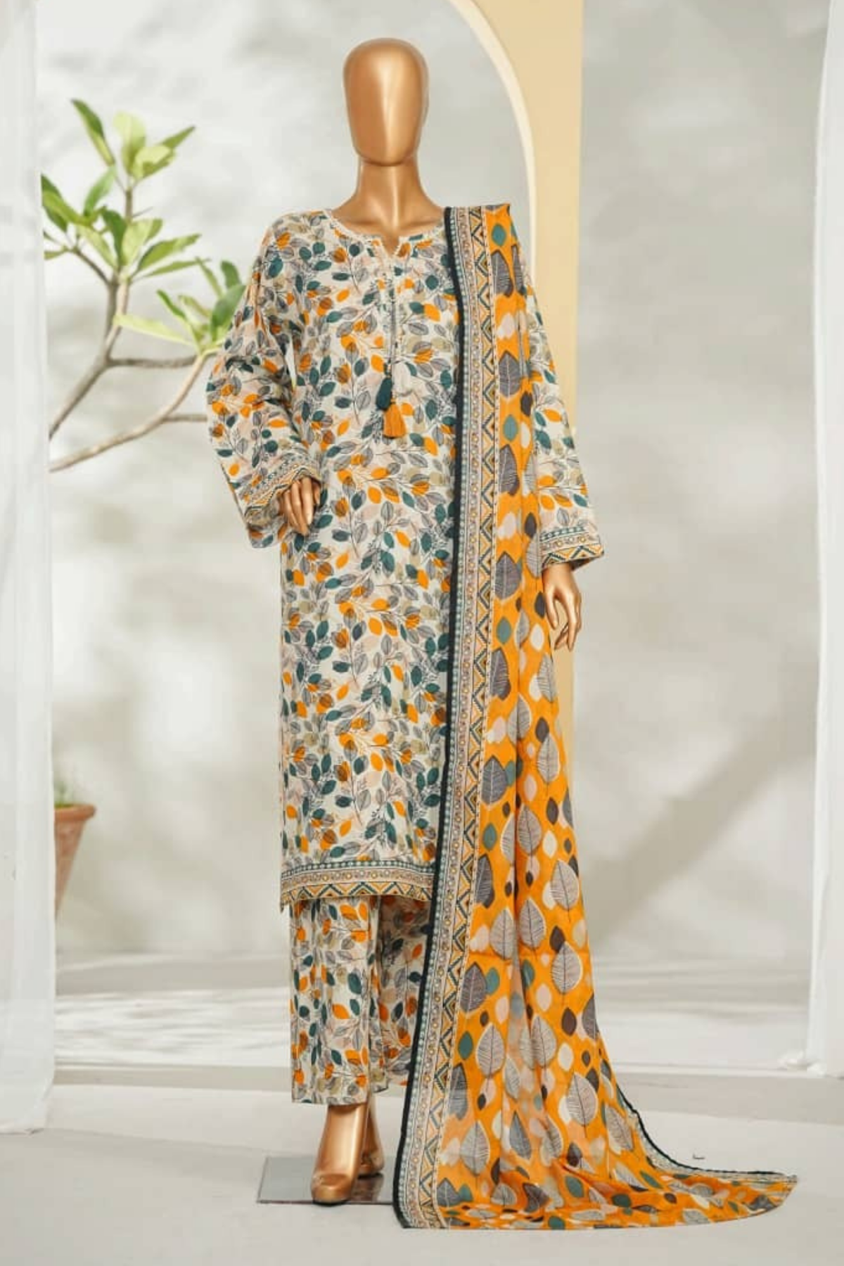 Bin Saeed Stitched 3 Piece Exclusive Printed Lawn Vol-01 Collection'2026-LSM-2704 PINK