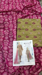 Safina 3pcs unstitched Slub khaddar/cotton 006-b