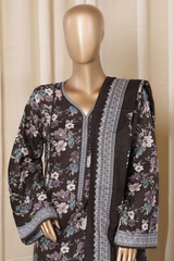 Bin Saeed Stitched 3 Piece Printed Frocks Khaddar Collection'2025-fr-1304-Brown