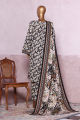 Bin Saeed Stitched 3 Piece Exclusive Printed Khaddar Vol-07 Collection'2025-WK-2446-Black