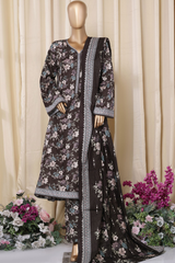 Bin Saeed Stitched 3 Piece Printed Frocks Khaddar Collection'2025-fr-1304-Brown