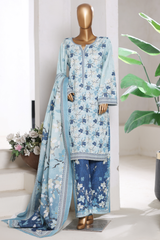 Bin Saeed Stitched 3 Piece Exclusive Printed Khaddar Vol-15 Collection'2025-WK-2663-light blue