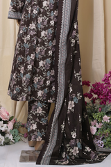 Bin Saeed Stitched 3 Piece Printed Frocks Khaddar Collection'2025-fr-1304-Brown