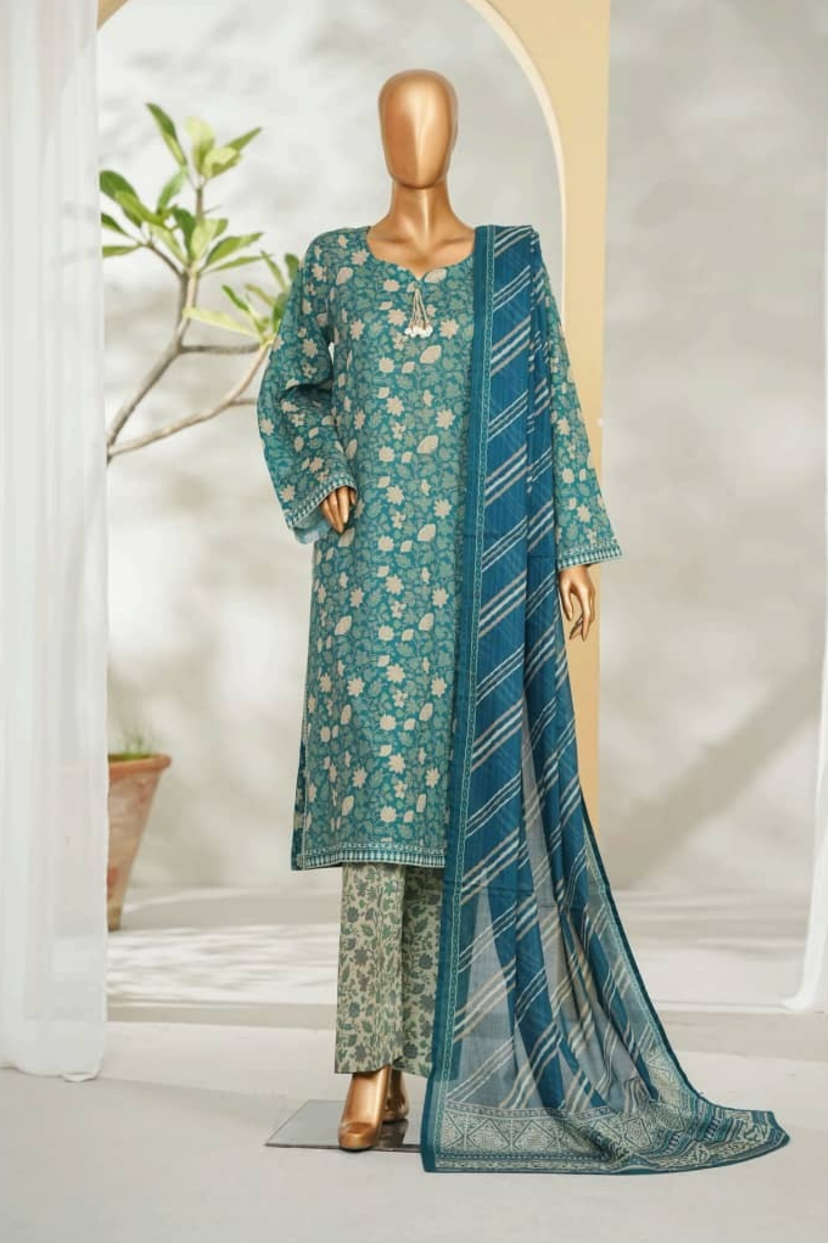 Bin Saeed Stitched 3 Piece Exclusive Printed Lawn Vol-01 Collection'2026-LSM-2706 GREEN