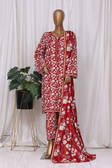 Bin Saeed Stitched 3 Piece Printed Vol-02 Collection'2025-WK-2391-RED