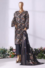 Bin Saeed Stitched 3 Piece Exclusive Printed Khaddar Vol-08 Collection'2025-WK-2522-Black