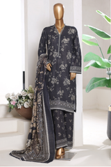 Bin Saeed Stitched 3 Piece Exclusive Printed Khaddar Vol-15 Collection'2025-WK-2665-black
