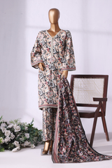 Bin Saeed Stitched 3 Piece Exclusive Printed Khaddar Vol-08 Collection'2025-WK-2525-brown
