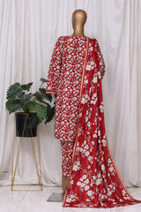 Bin Saeed Stitched 3 Piece Printed Vol-02 Collection'2025-WK-2391-RED