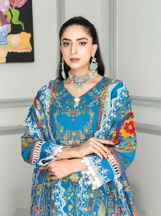 Mashaal Stripe by Riaz Arts Embroidered Lawn Unstitched 3 Piece - D-02 - RA25MSE - Summer Collection