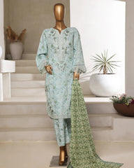 Bin Saeed Stitched 3 Piece Open Front Cutwork Kari Collection'2025-SM-2116-ferozi