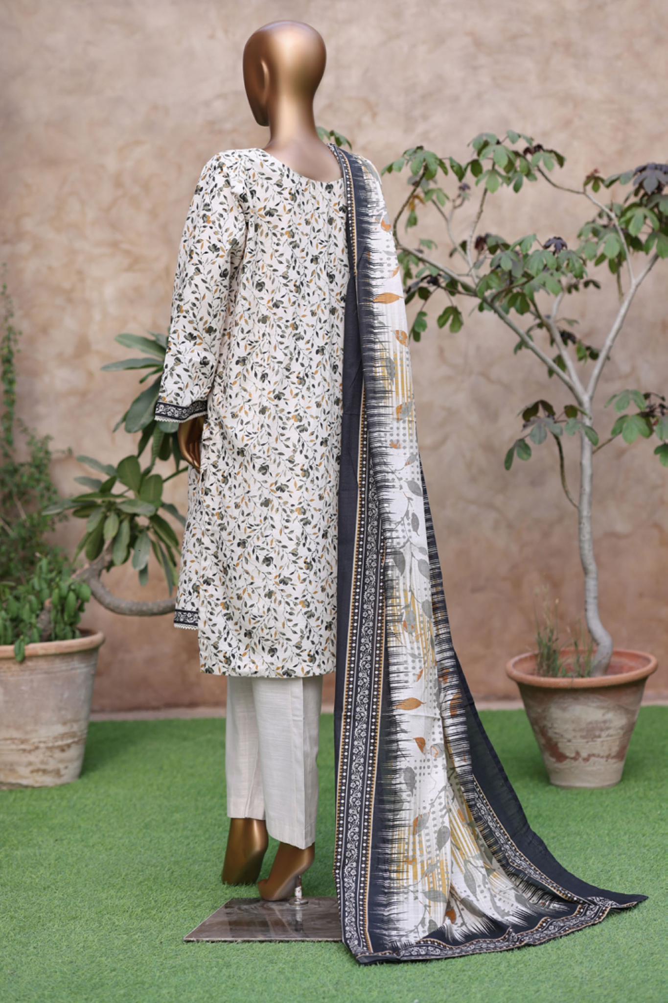 Bin Saeed Stitched 3 Piece Exclusive Printed Khaddar Vol-05 Collection'2025-WK-2405-WHITE