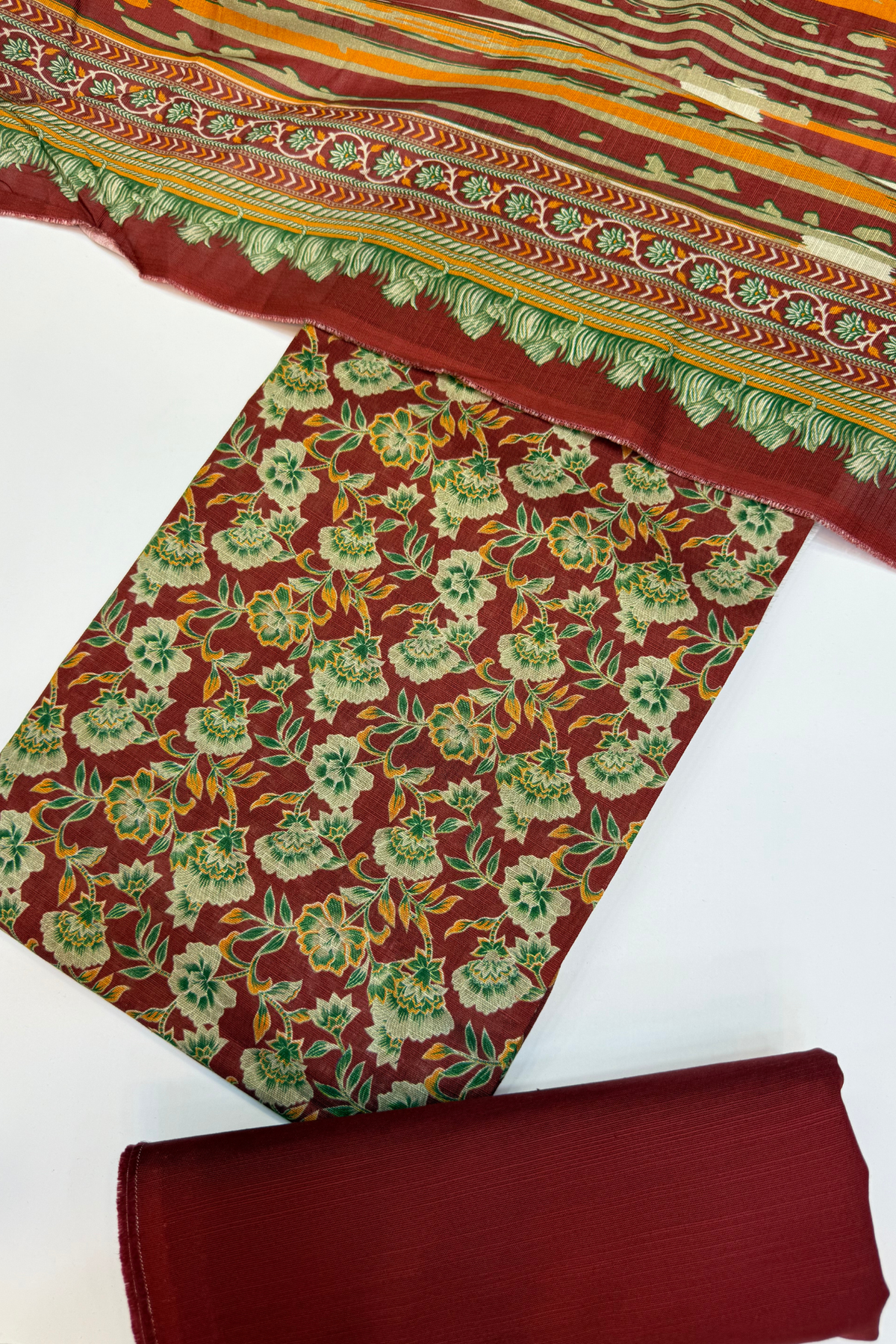 Bin Saeed Printed Khaddar Unstitched 3 Piece Suit - BS25KHD -Red- Winter Collection