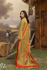 BAHAR BY MAHEES,Printed Silk Marina with Printed Pure China Pashmina Shawl,D-02