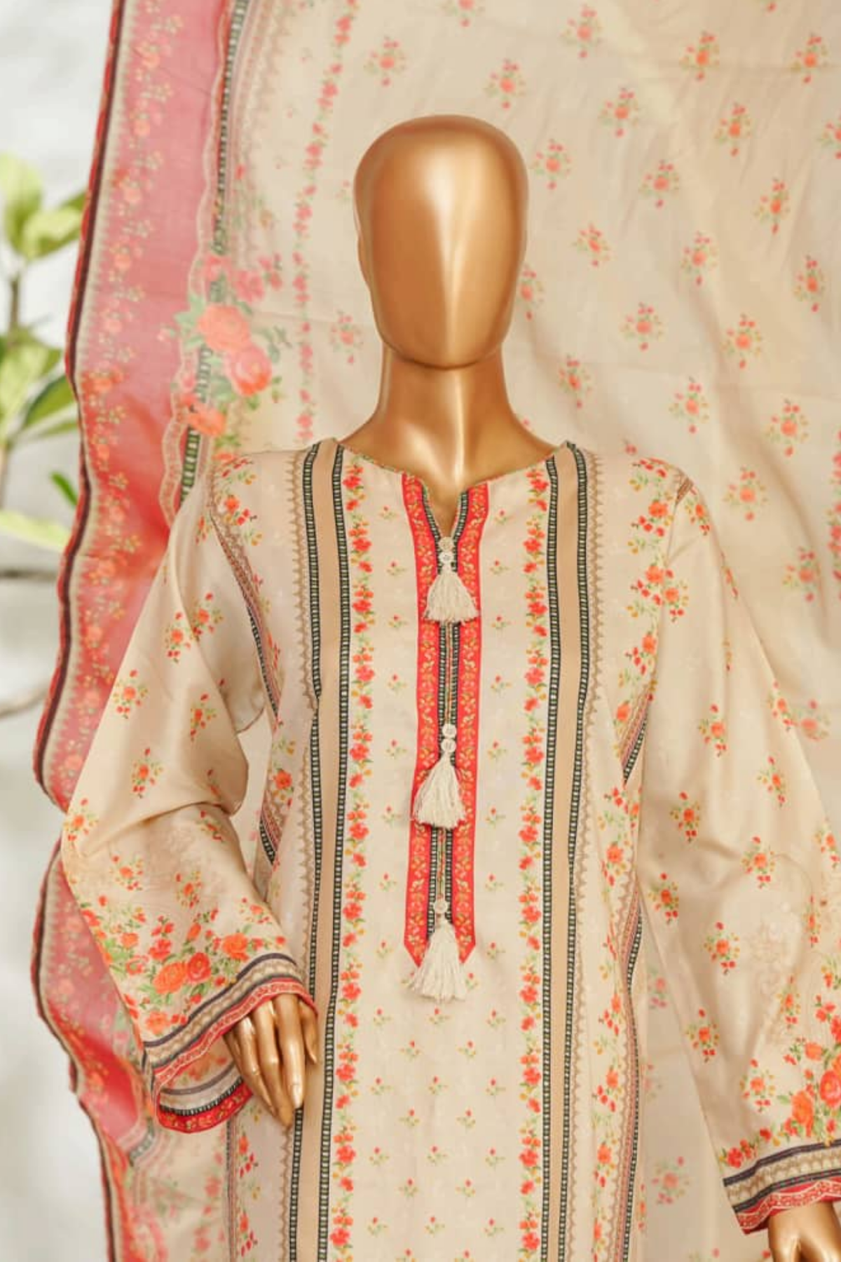 Bin Saeed Stitched 3 Piece Exclusive Printed Lawn Vol-01 Collection'2026-LSM-2698 PINK