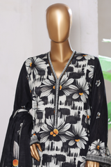 Bin Saeed Stitched 3 Piece Exclusive Printed Khaddar Vol-15 Collection'2025-WK-2670-BLACK
