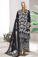 Bin Saeed Stitched 3 Piece Exclusive Printed Khaddar Vol-15 Collection'2025-WK-2670-BLACK