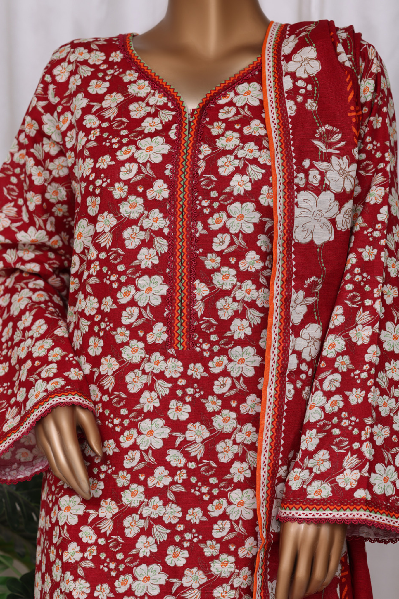 Bin Saeed Stitched 3 Piece Printed Vol-02 Collection'2025-WK-2391-RED