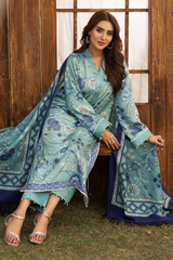 BAHAR BY MAHEES,Printed Silk Marina with Printed Pure China Pashmina Shawl,D-03