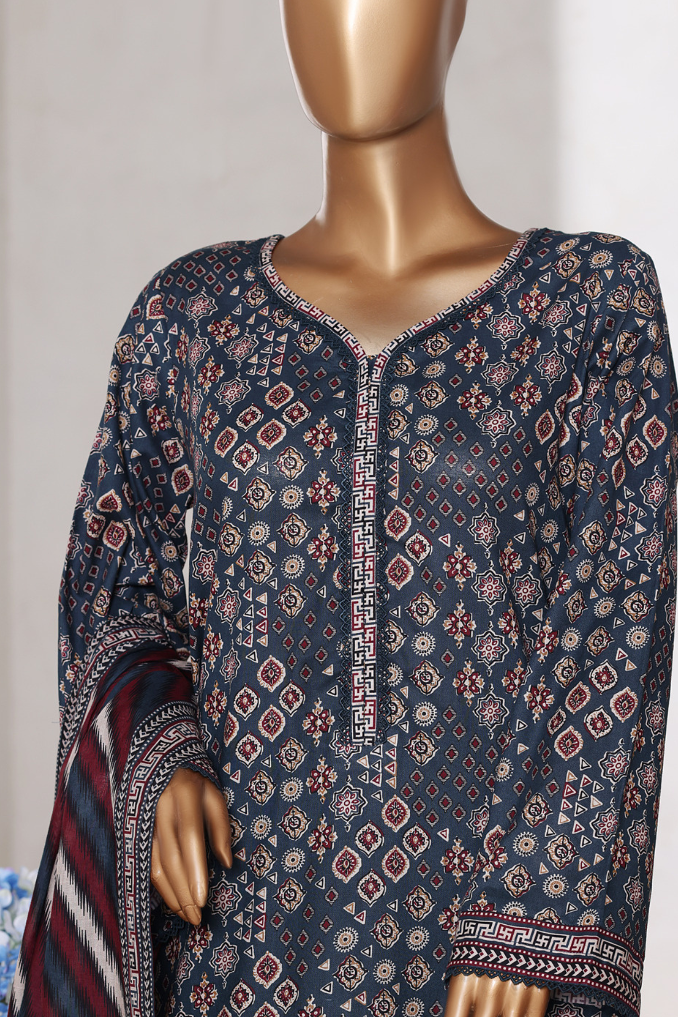 Bin Saeed Stitched 3 Piece Printed Cotton Vol-02 Collection'2025-WC-2413-blue