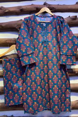 2-Piece Printed Cord Set – Stylish Casual Wear | D-07