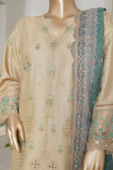 Binsaeed luxury plain cotton with embroidered dupatta d06