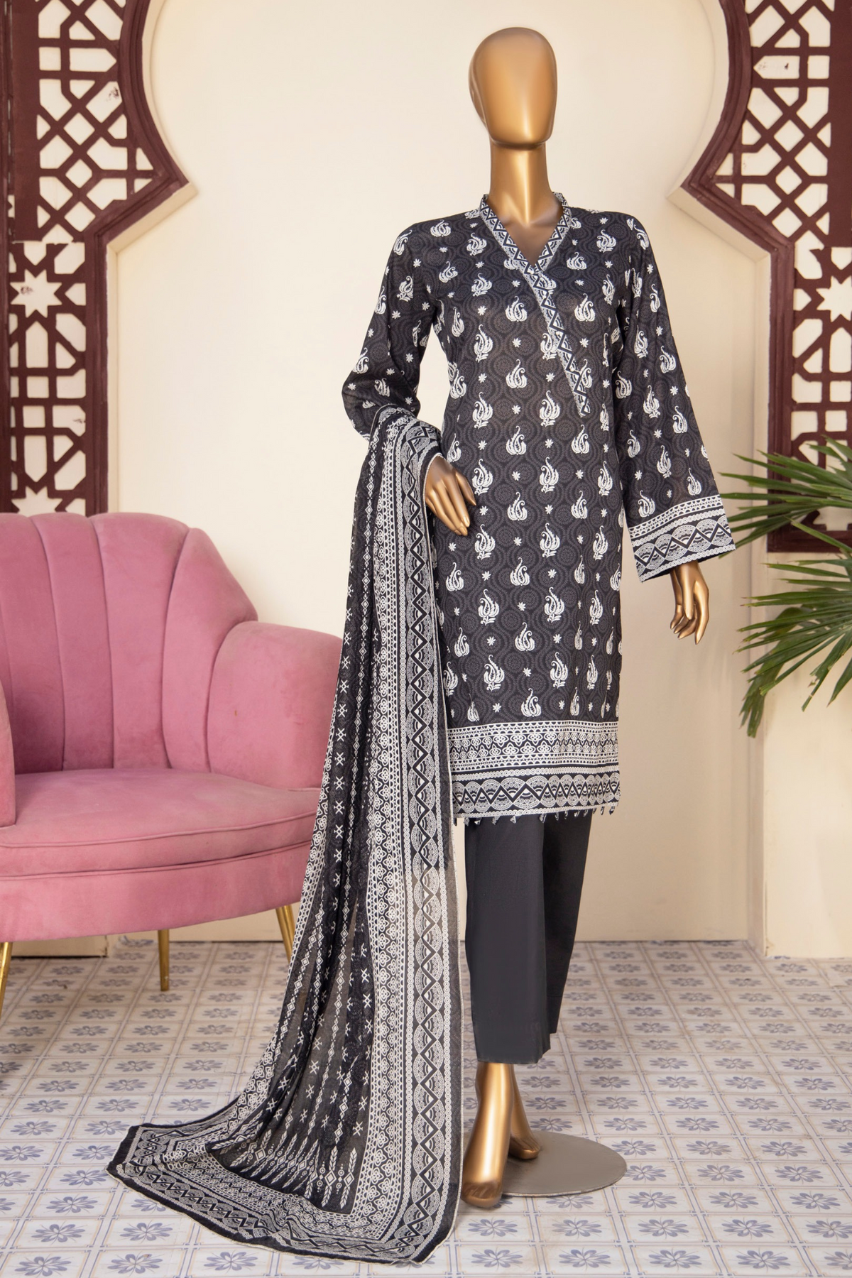 Safina digital printed lawn d-04