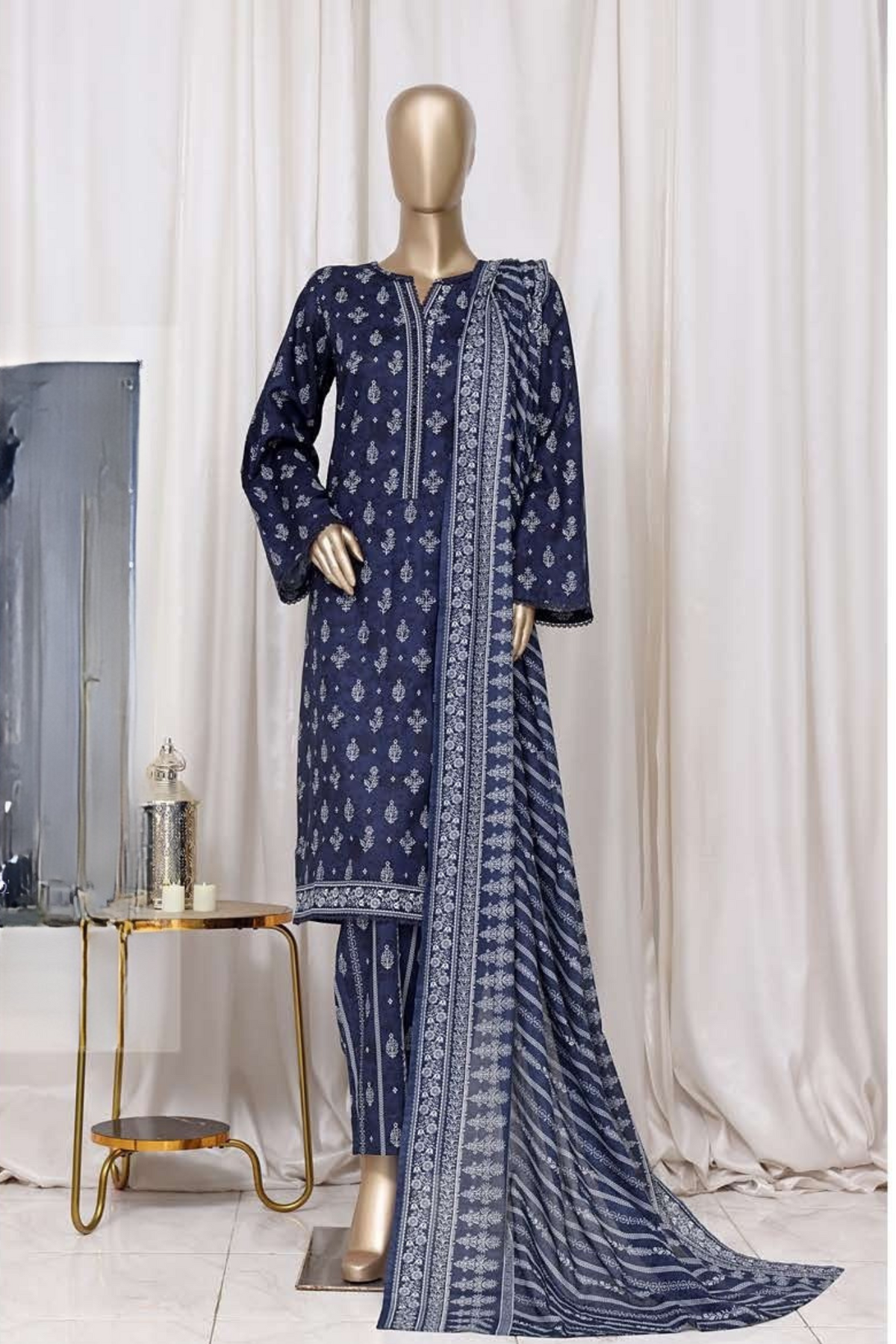 Bin Saeed Stitched 3 Piece Printed Cotton Vol-01 Collection'2025-WC-2378-blue