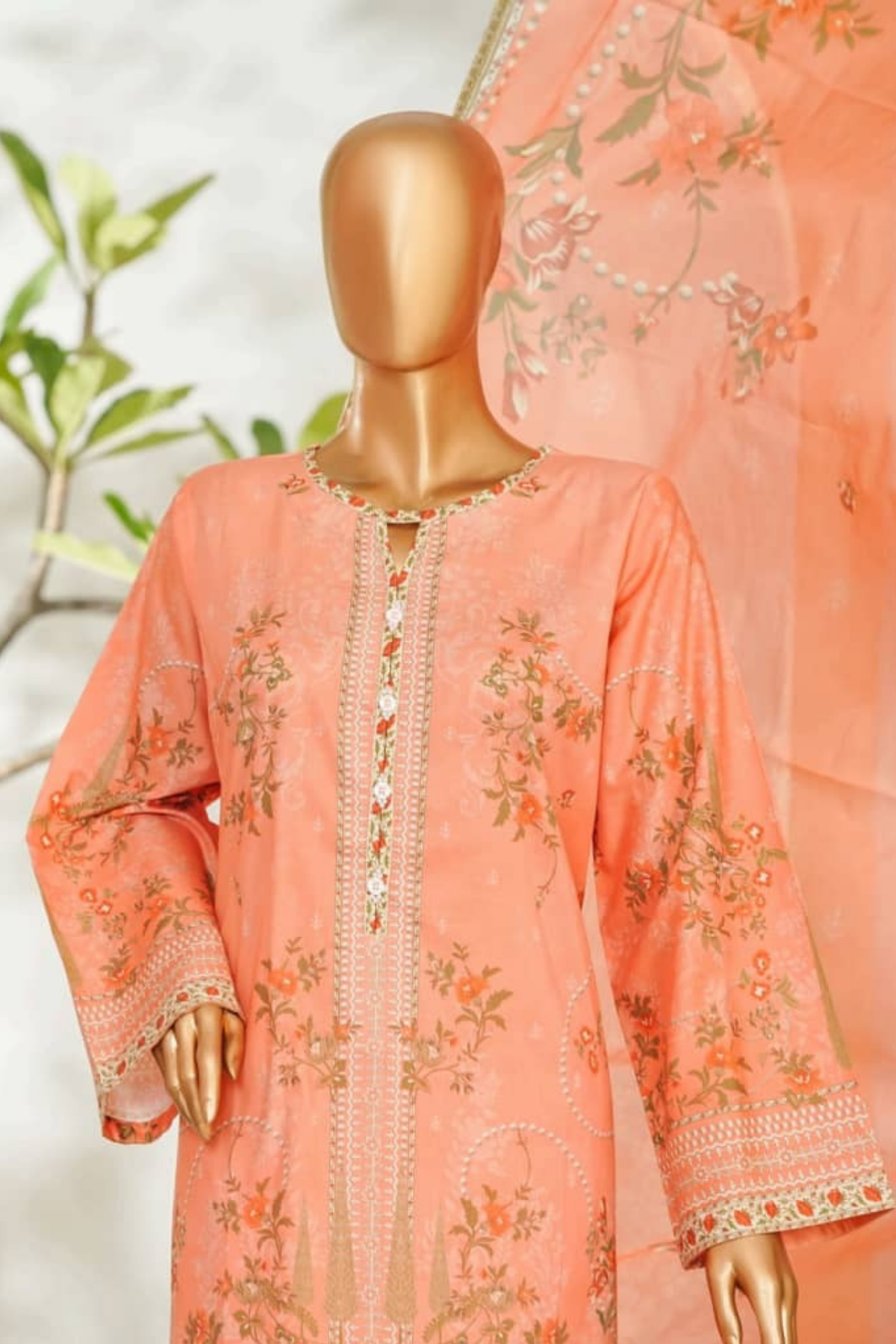 Bin Saeed Stitched 3 Piece Exclusive Printed Lawn Vol-01 Collection'2026-LSM-2703 PINK
