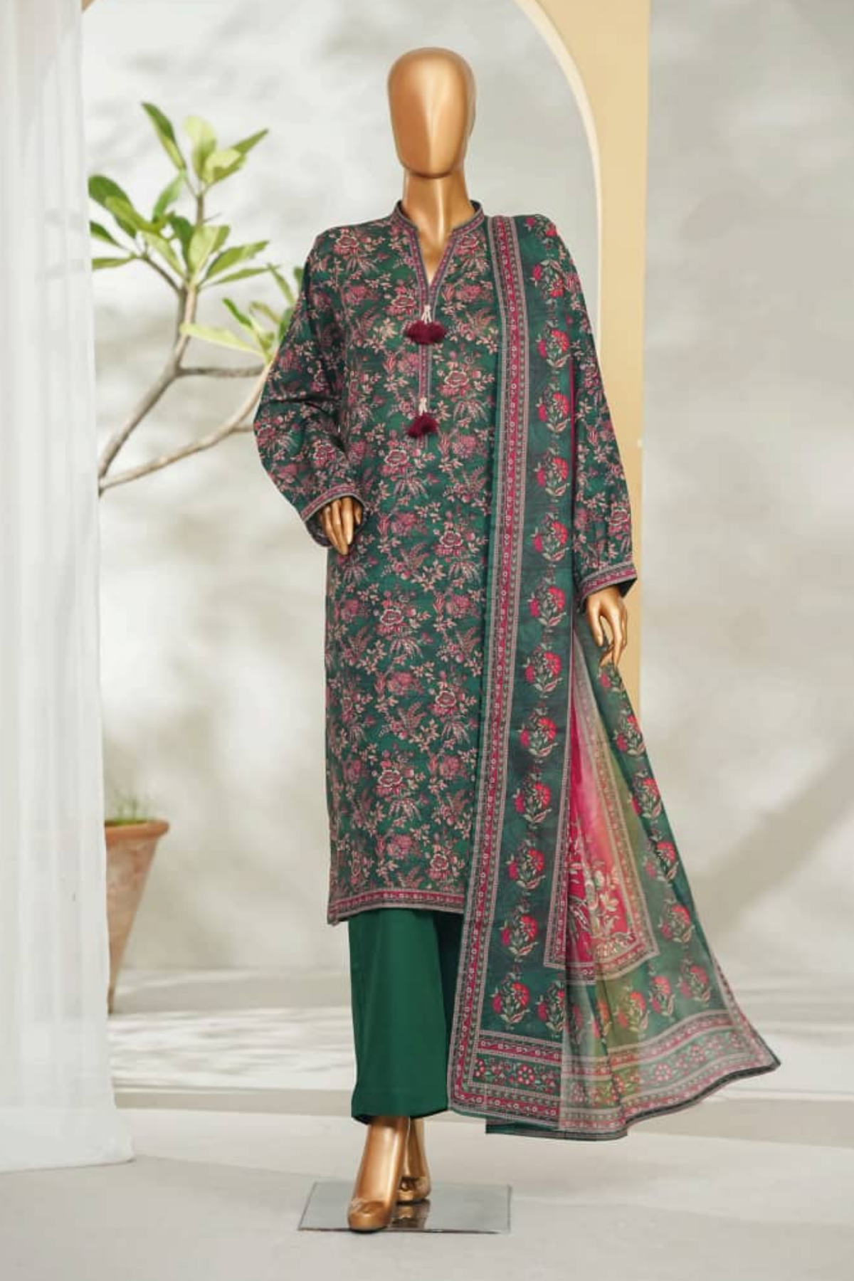 Bin Saeed Stitched 3 Piece Exclusive Printed Lawn Vol-01 Collection'2026-LSM-2704