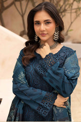Mahees Aqidah embroidered lawn with jacquard shawl Riaz arts d-03