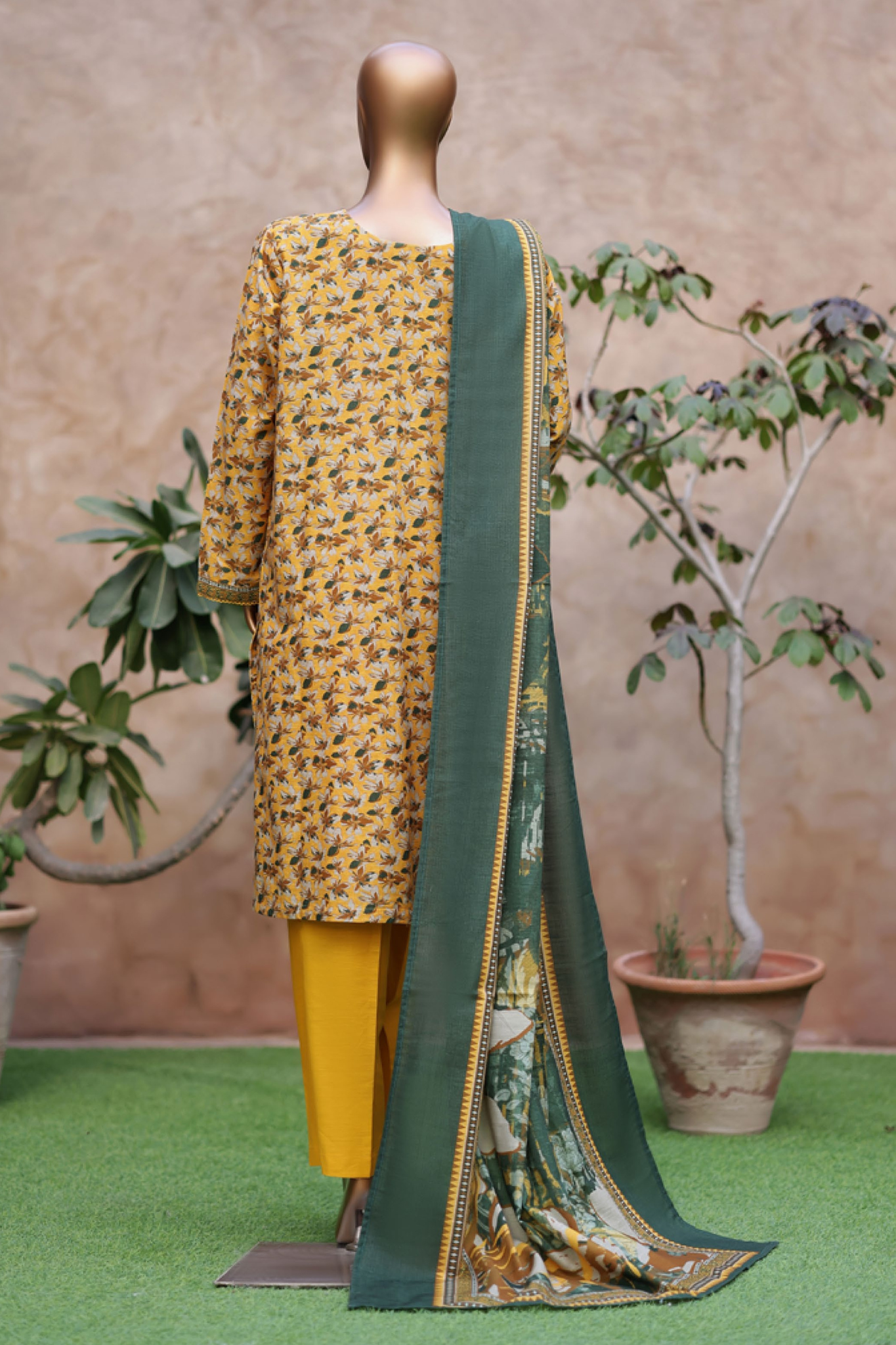 Bin Saeed Stitched 3 Piece Exclusive Printed Khaddar Vol-05 Collection'2025-WK-2402-Yellow