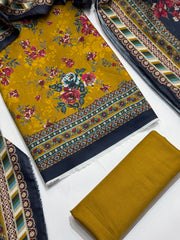 Bin Saeed Printed Lawn Unstitched 3 Piece Suit - D-68