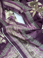 Bin Saeed Printed Lawn Unstitched 3 Piece Suit - D-75