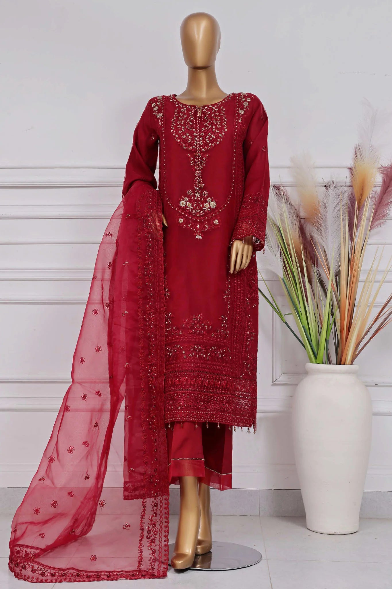 Mahpara by Sada Bahar Stitched 3 Piece Festive Formals Vol-15 Collection-AG-30-Red