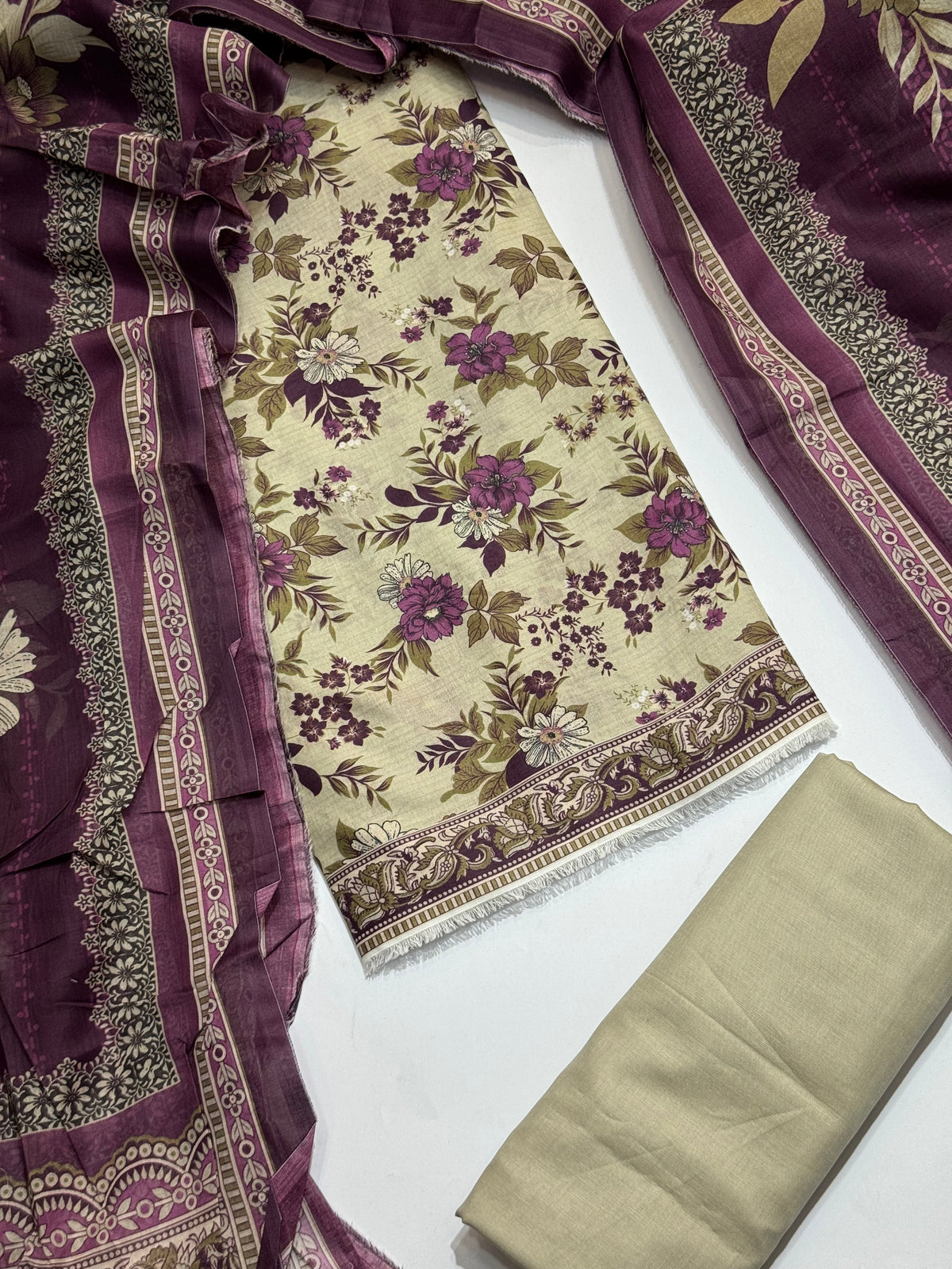Bin Saeed Printed Lawn Unstitched 3 Piece Suit - D-75
