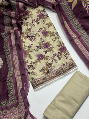 Bin Saeed Printed Lawn Unstitched 3 Piece Suit - D-75