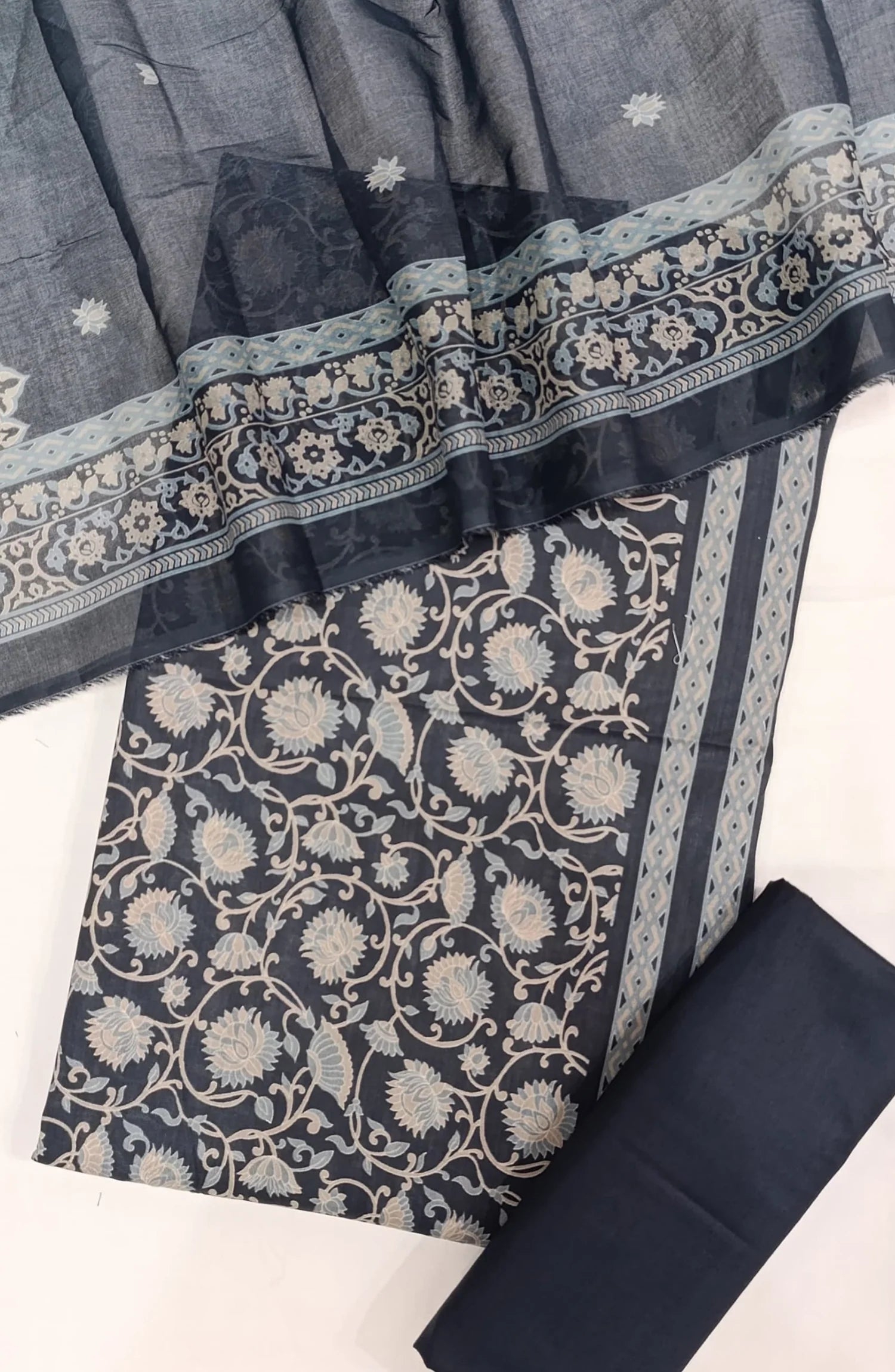 Bin Saeed Digital Printed Cotton Cambric Unstitched 3 Piece Suit - Design-40 - BS25DCC - Black - Summer Collection