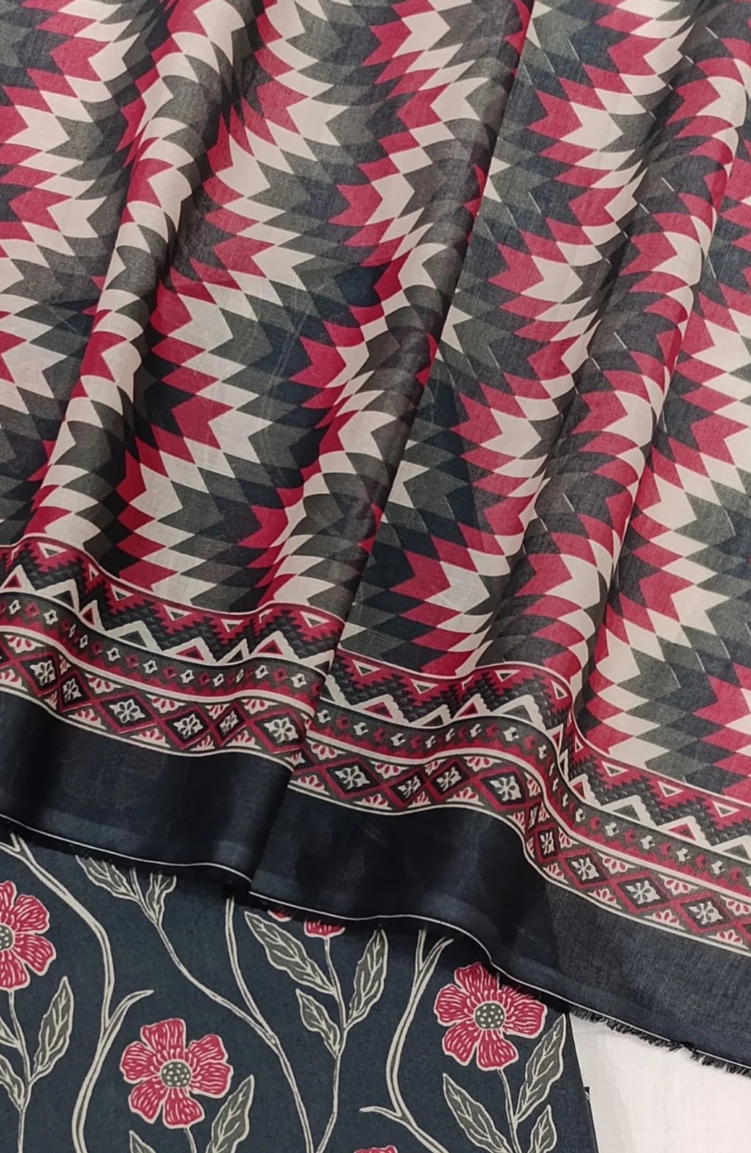 Bin Saeed Digital Printed Cotton Cambric Unstitched 3 Piece Suit - Design-39- BS25DCC - blue - Summer Collection