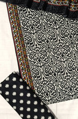 Bin Saeed Digital Printed Cotton Cambric Unstitched 3 Piece Suit - Design-29- BS25DCC - Black - Summer Collection
